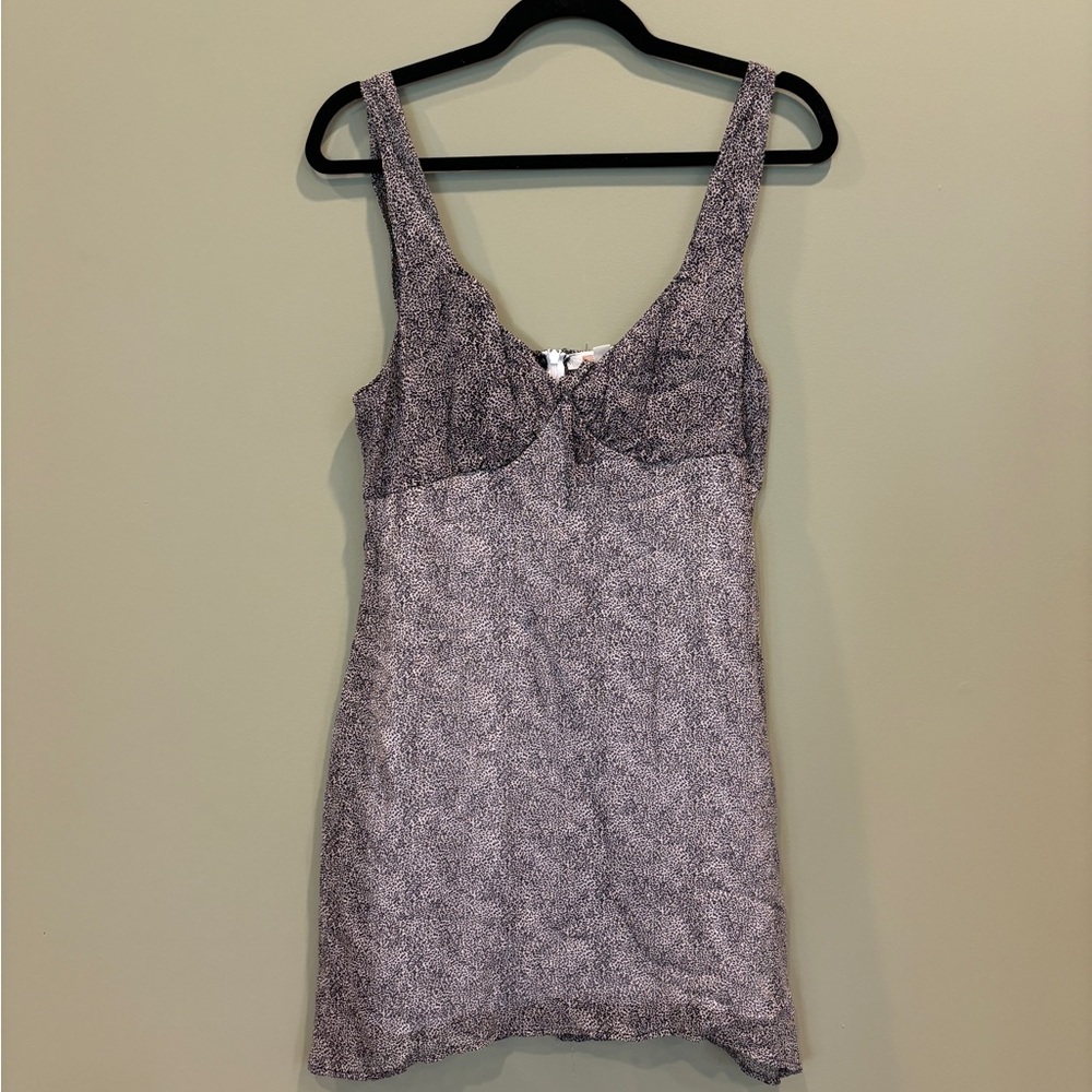 Black and white animal print slip dress